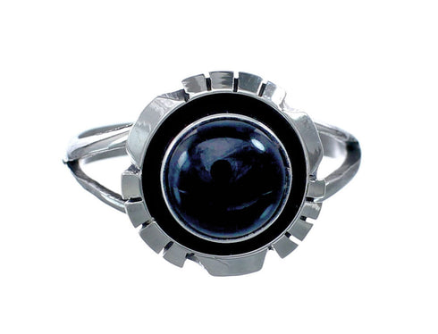 Onyx Sterling Silver Native American Ring Size 7 AX127868